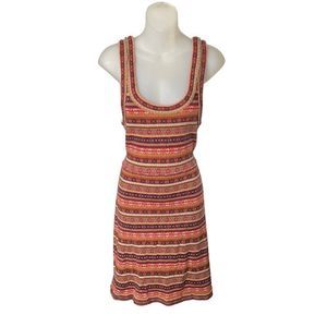 LARGE Free People Sweater Dress Fall Colors Sleeveless Purple Orange Yellow